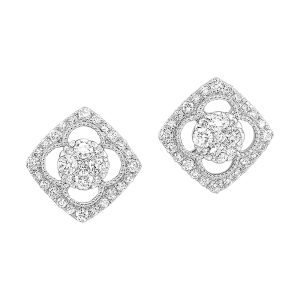 14K WG 1/2 ct. tw. Diamond Clover Stud Earring
