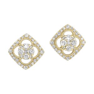 14K YG 1/2 ct. tw. Diamond Clover Stud Earring
