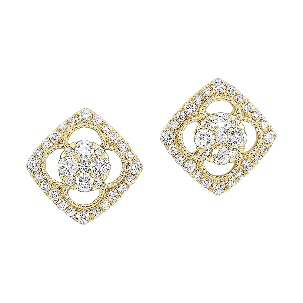 14K YG 1/2 ct. tw. Diamond Clover Stud Earring