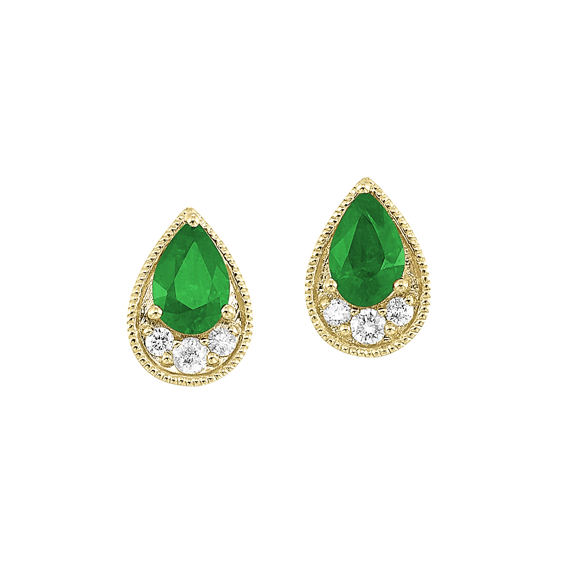 10K YG 1/10 ct. tw. Diamond & 1 ct. tw. Pear Cut Ruby Stud Earring
