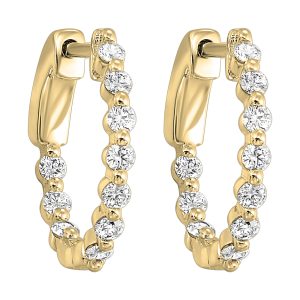 14K YG 1/2 ct. tw. Diamond Single Prong Inside Out Hoop Earring