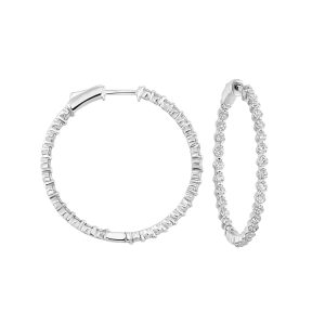 14K WG 1 1/2 ct. tw. Diamond Inside Out Single Prong Hoop Earring