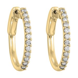 14K YG 1/2 ct. tw. Diamond Inside Out Hoop Earring