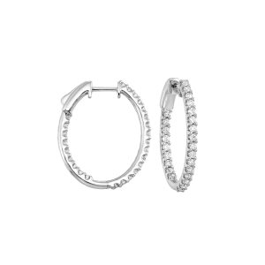 14K WG 1 ct. tw. Diamond Inside Out Hoop Earring