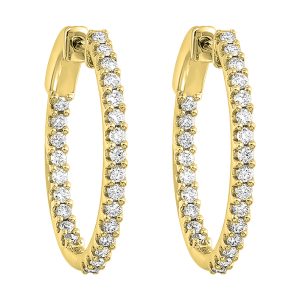 14K YG 1 ct. tw. Diamond Inside Out Hoop Earring