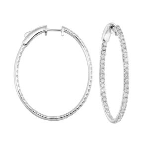 14K WG 1 1/2 ct. tw. Diamond Inside Out Hoop Earring