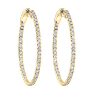 14K YG 1 1/2 ct. tw. Diamond Inside Out Hoop Earring