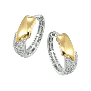 14Kt WYG 1/3 ct. tw. Diamond Mixed Metal Hoop Earring
