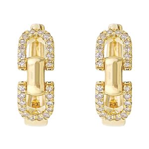 14K YG 1/4 ct. tw. Diamond Linked Fashion Hoop Earring