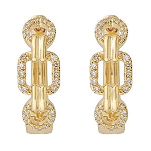 14K YG 1/4 ct. tw. Diamond Linked Fashion Hoop Earring