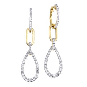 14K YG 3/4 ct. tw. Diamond Dangle Linked Hoop Earring