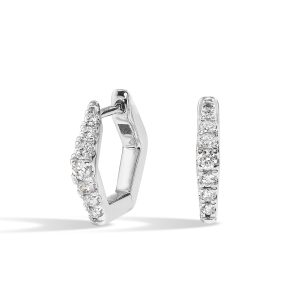 14K WG 1/4 ct. tw. Diamond Graduating Hoop Earring