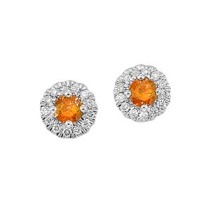 10K WG 1/10 ct. tw. Diamond Halo & 1/4 ct. tw. Citrine Stud Earring