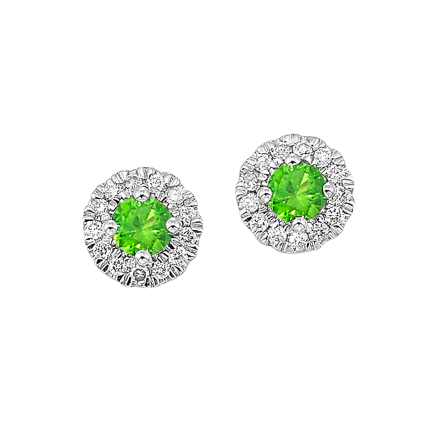 10K WG 1/10 ct. tw. Diamond Halo & 1/4 ct. tw. Created Emerald Stud Earring
