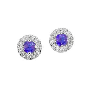 10K WG 1/10 ct. tw. Diamond Halo & 1/4 ct. tw. Syn Alexandrite Stud Earring