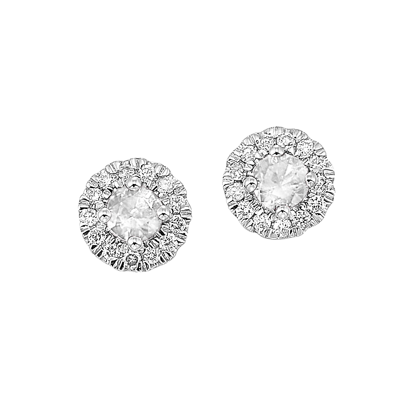 10K WG 1/10 ct. tw. Diamond Halo & 1/4 ct. tw. White Topaz Stud Earring