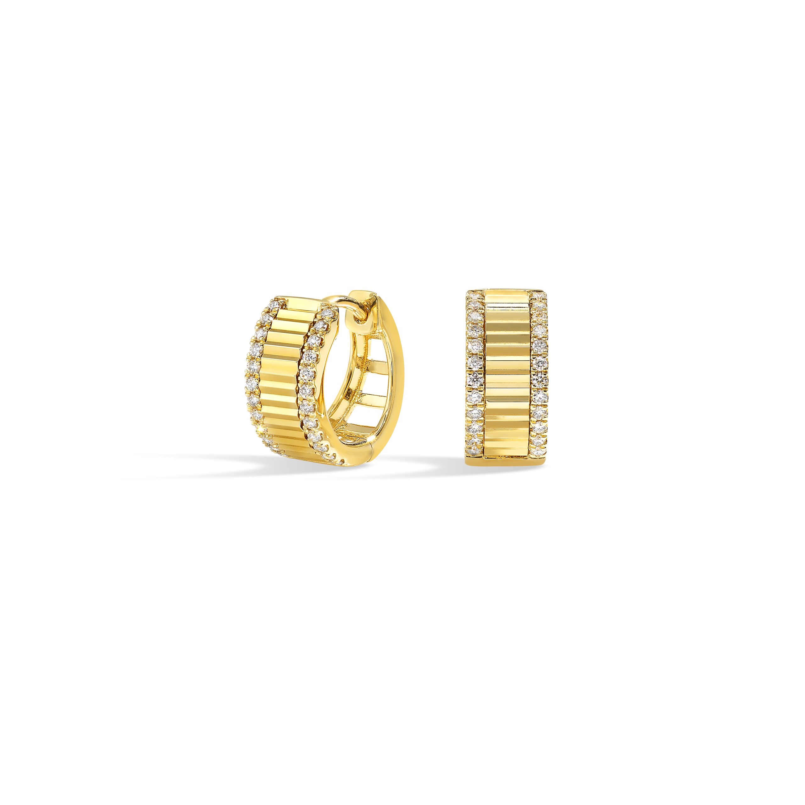 14K YG 1/4 ct. tw. Diamond Fluted Hoop Earring