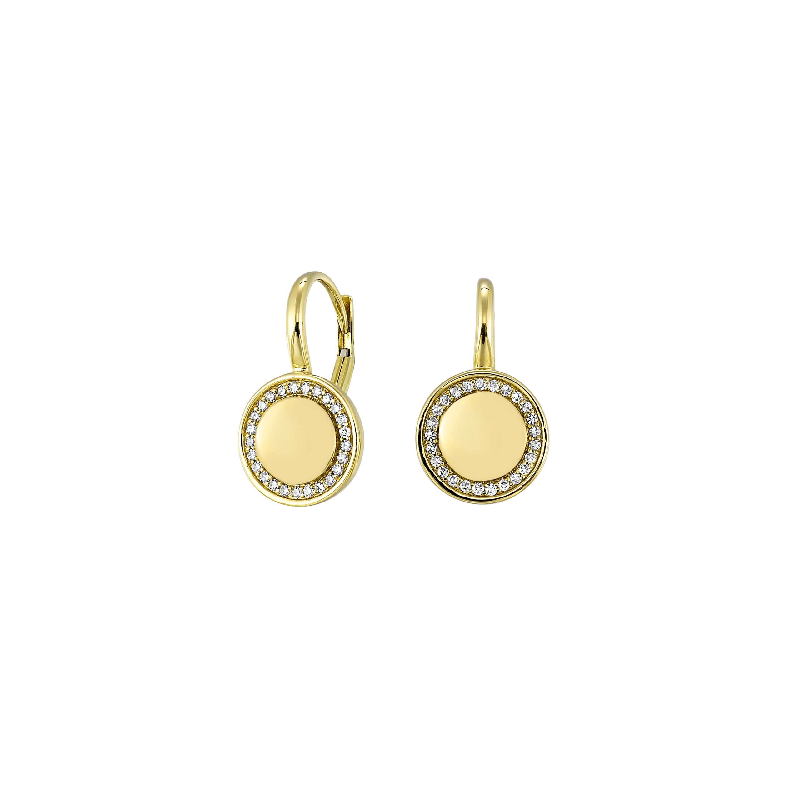 10K YG 1/7 ct. tw. Diamond Disc Earring