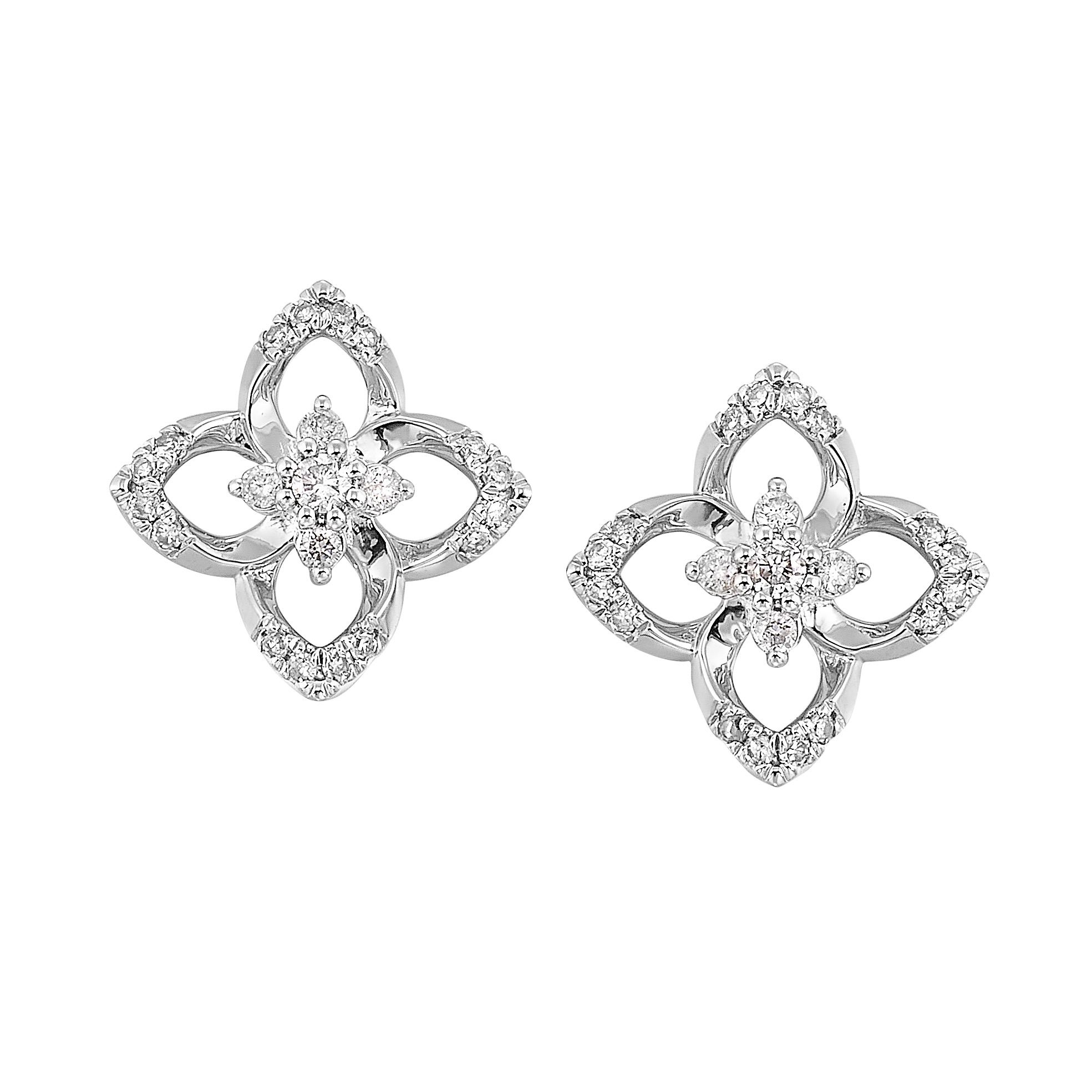 14K WG 1/5 ct. tw. Diamond Floral Stud Earring