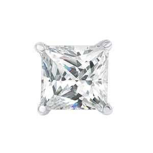 14K WG 1/2 ct. tw. Princess Cut Solitaire Diamond Single Stud Men's Earring