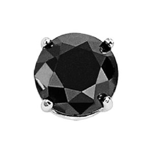 14K WG 2 ct. tw. Black Solitaire Diamond Single Stud Men's Earring