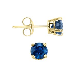 14K YG 5/8 ct. tw. Sapphire Four Prong Solitaire Stud Earring