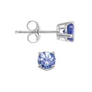 14K WG 1/2 ct. tw. Tanzanite Four Prong Solitaire Stud Earring