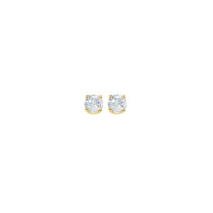 14K YG 1/4 ct. tw. White Topaz Four Prong Solitaire Stud Earring