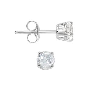 14K WG 1/2 ct. tw. White Topaz Four Prong Solitaire Stud Earring