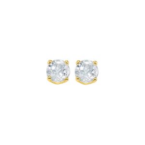 14K YG 1/2 ct. tw. White Topaz Four Prong Solitaire Stud Earring