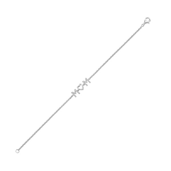 Silver 1/10 ct. tw. Diamond MOM Heart Chain Bracelet