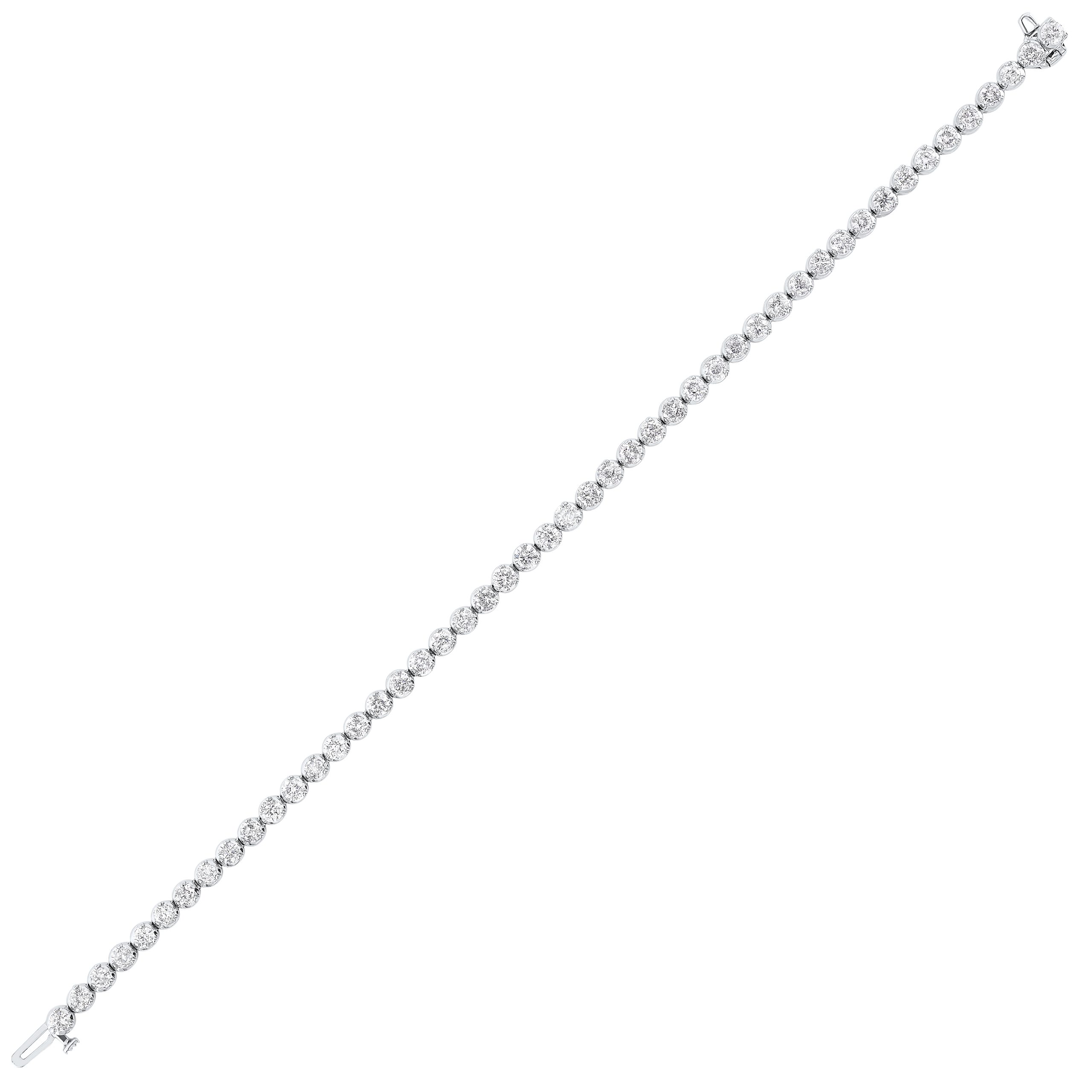 14K WG 5 ct. tw. Diamond Three Prong Tennis Bracelet