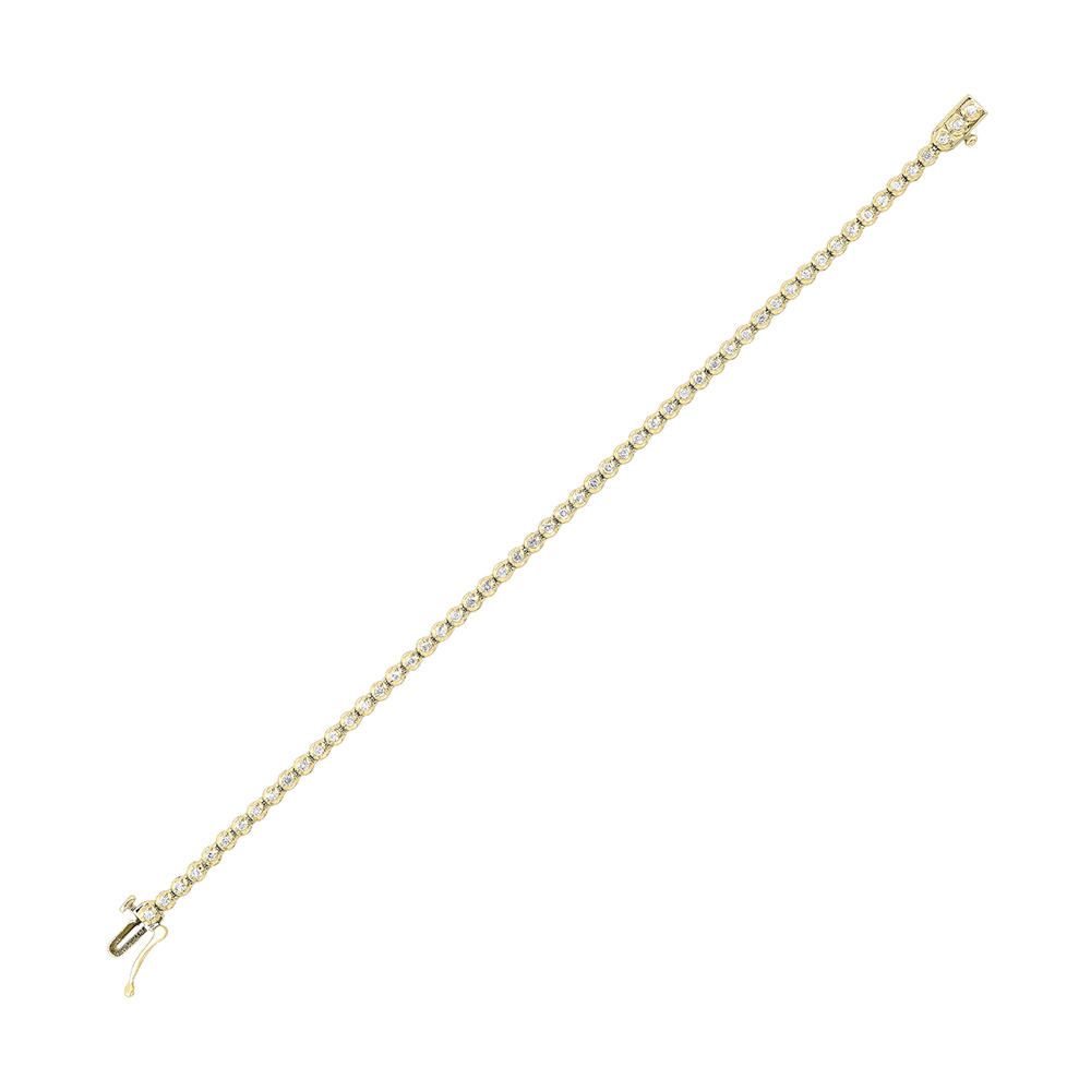 14K YG 1 ct. tw. Diamond Three Prong Tennis Bracelet