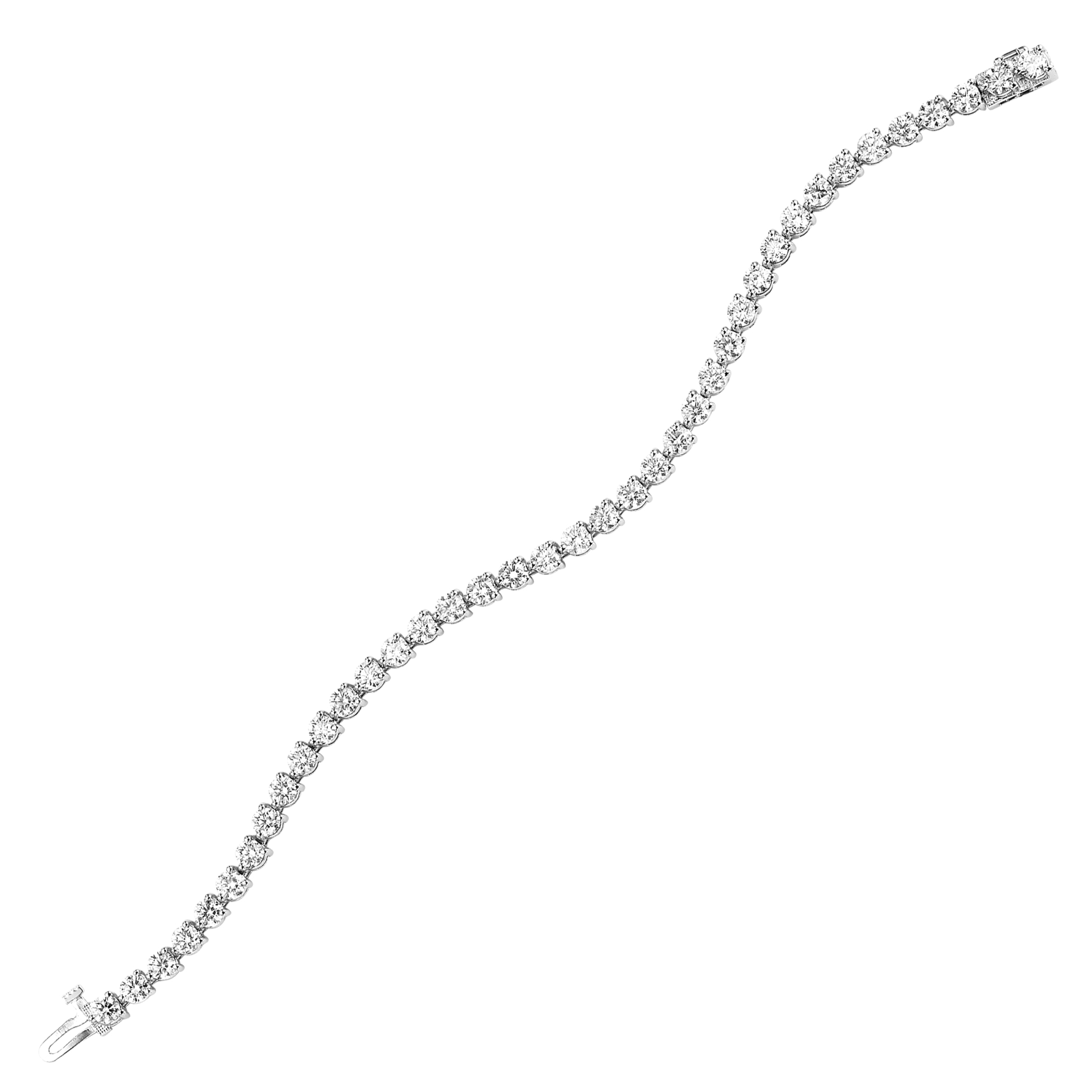 14K WG 3 ct. tw. Diamond Three Prong Tennis Bracelet