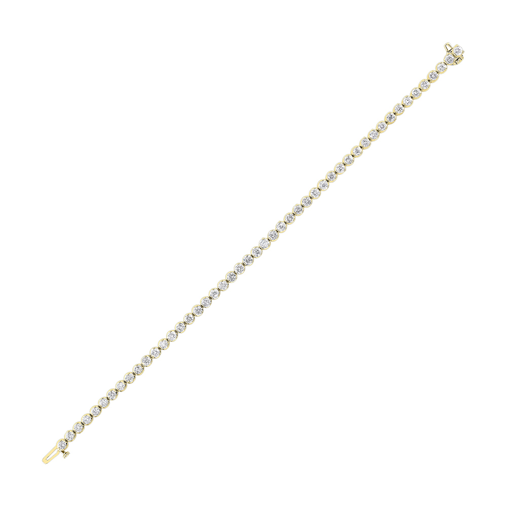 14K YG 3 ct. tw. Diamond Three Prong Tennis Bracelet