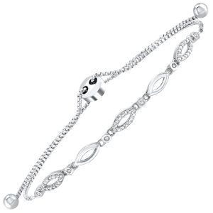 Silver 1/8 ct. tw. Diamond Fashion Bolo Bracelet