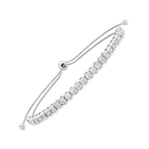 10K WG 1/2 ct. tw. Diamond Half Tennis Bolo Bracelet
