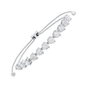 14K WG 1 ct. tw. Diamond Three Prong Half Tennis Bolo Bracelet
