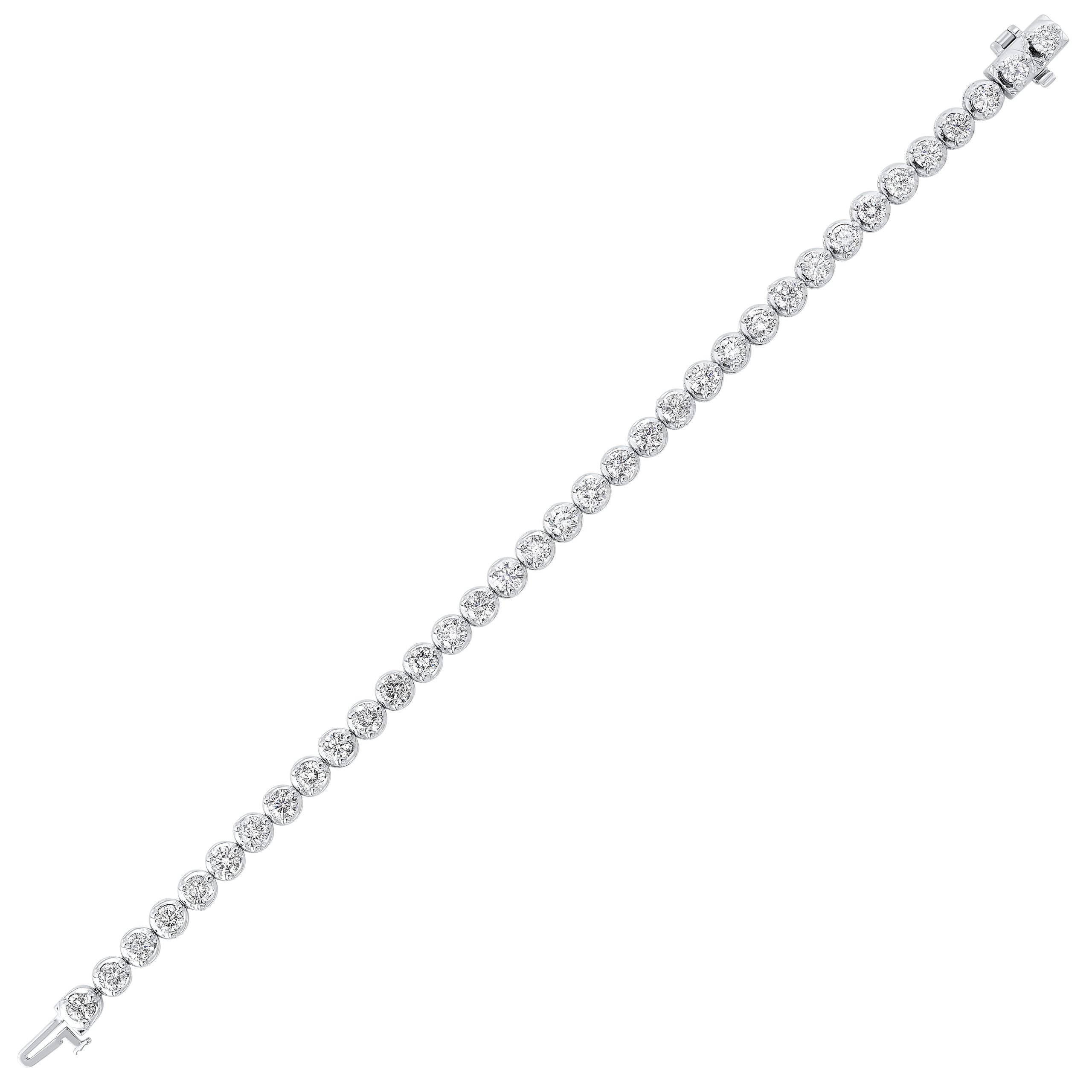 14K WG 7 ct. tw. Diamond Three Prong Tennis Bracelet