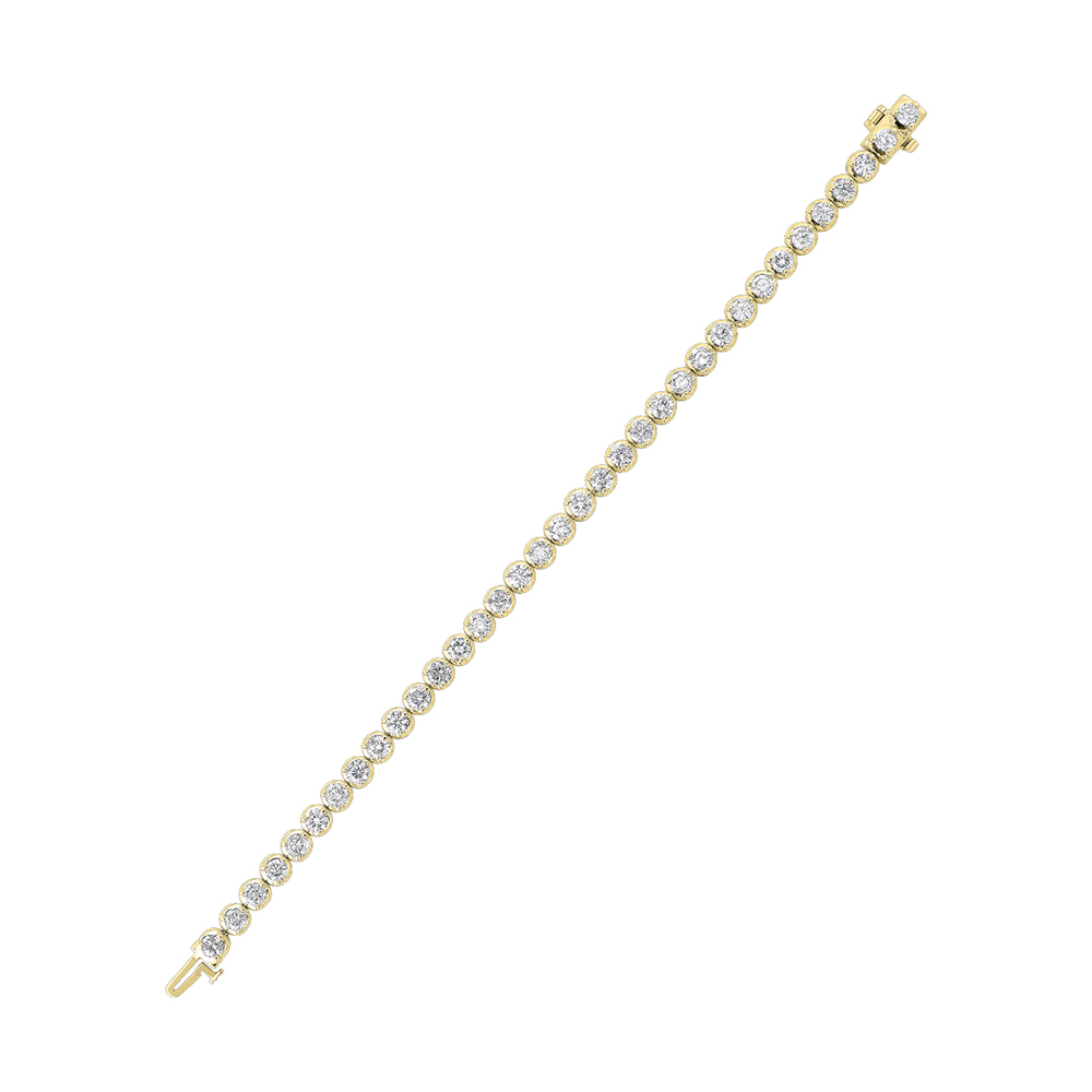 14K YG 7 ct. tw. Diamond Three Prong Tennis Bracelet