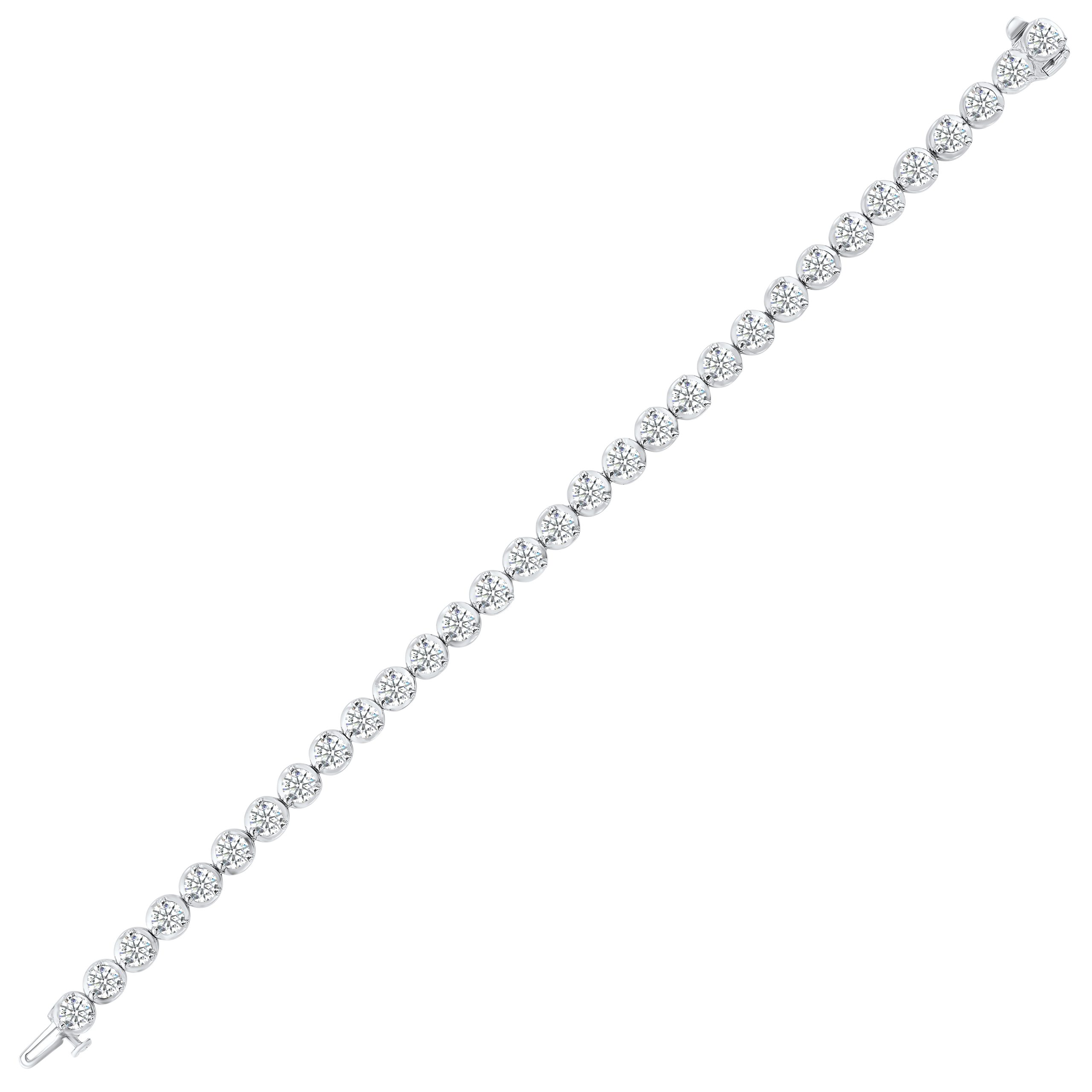 14K WG 10 ct. tw. Diamond Three Prong Tennis Bracelet