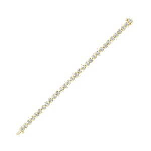 14K YG 10 ct. tw. Diamond Three Prong Tennis Bracelet