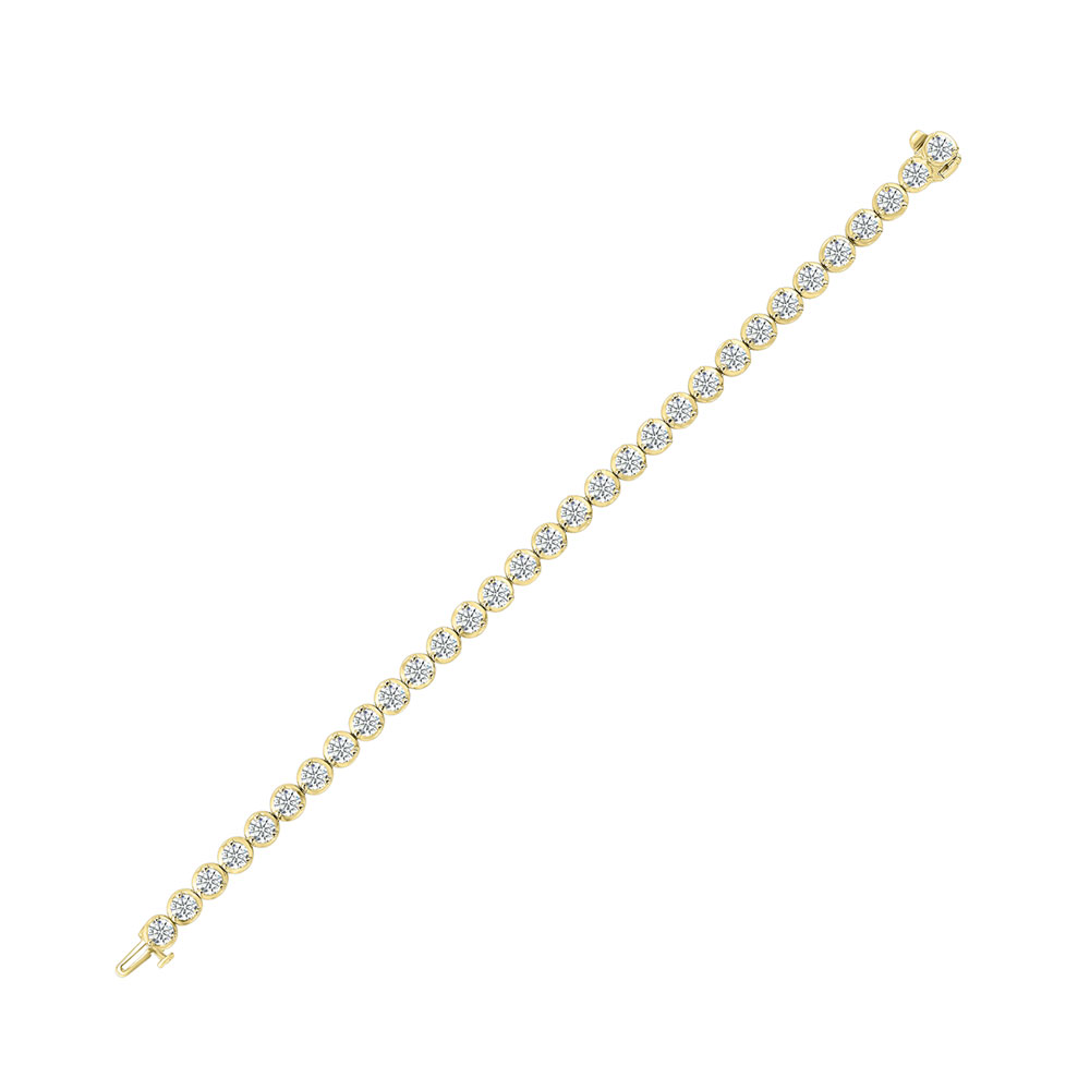 14K YG 10 ct. tw. Diamond Three Prong Tennis Bracelet