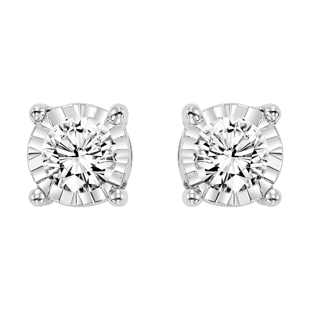 14K WG 1/4 ct. tw. Diamond Four Prong Stud Earring