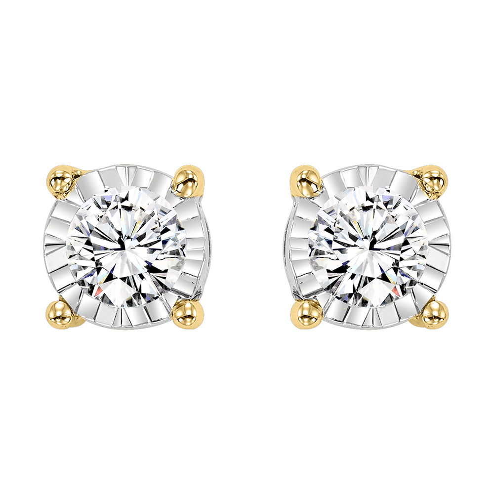 14K YG 1/3 ct. tw. Diamond Four Prong Stud Earring
