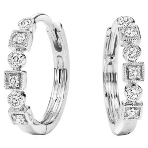 10K WG 1/8 ct. tw. Diamond Hoop Earring