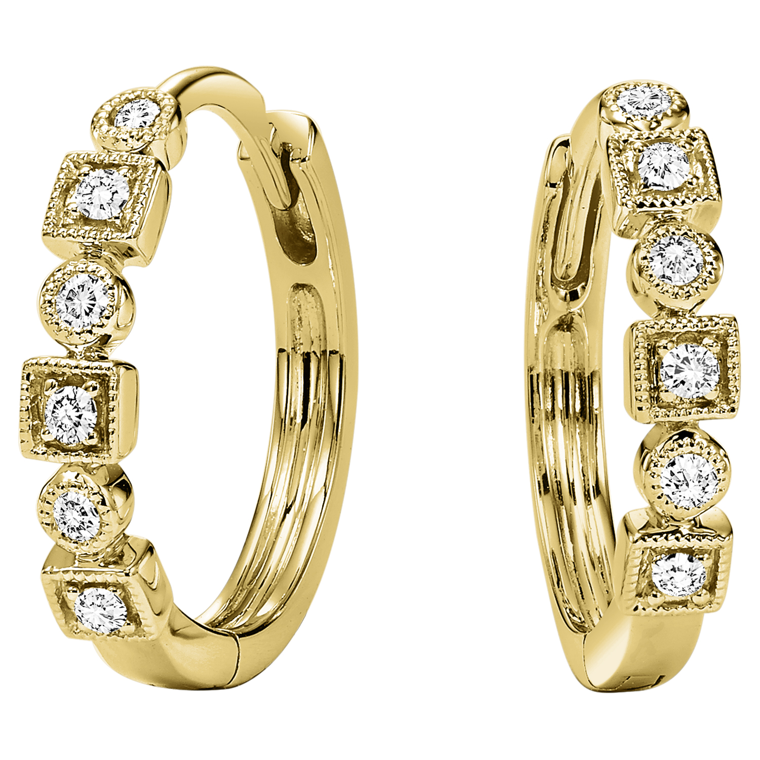 10K YG 1/8 ct. tw. Diamond Hoop Earring