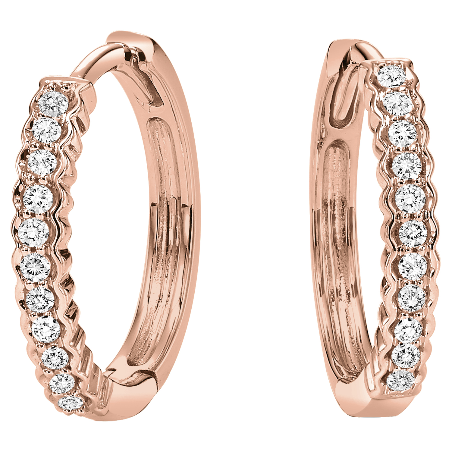 10K RG 1/7 ct. tw. Diamond Hoop Earring