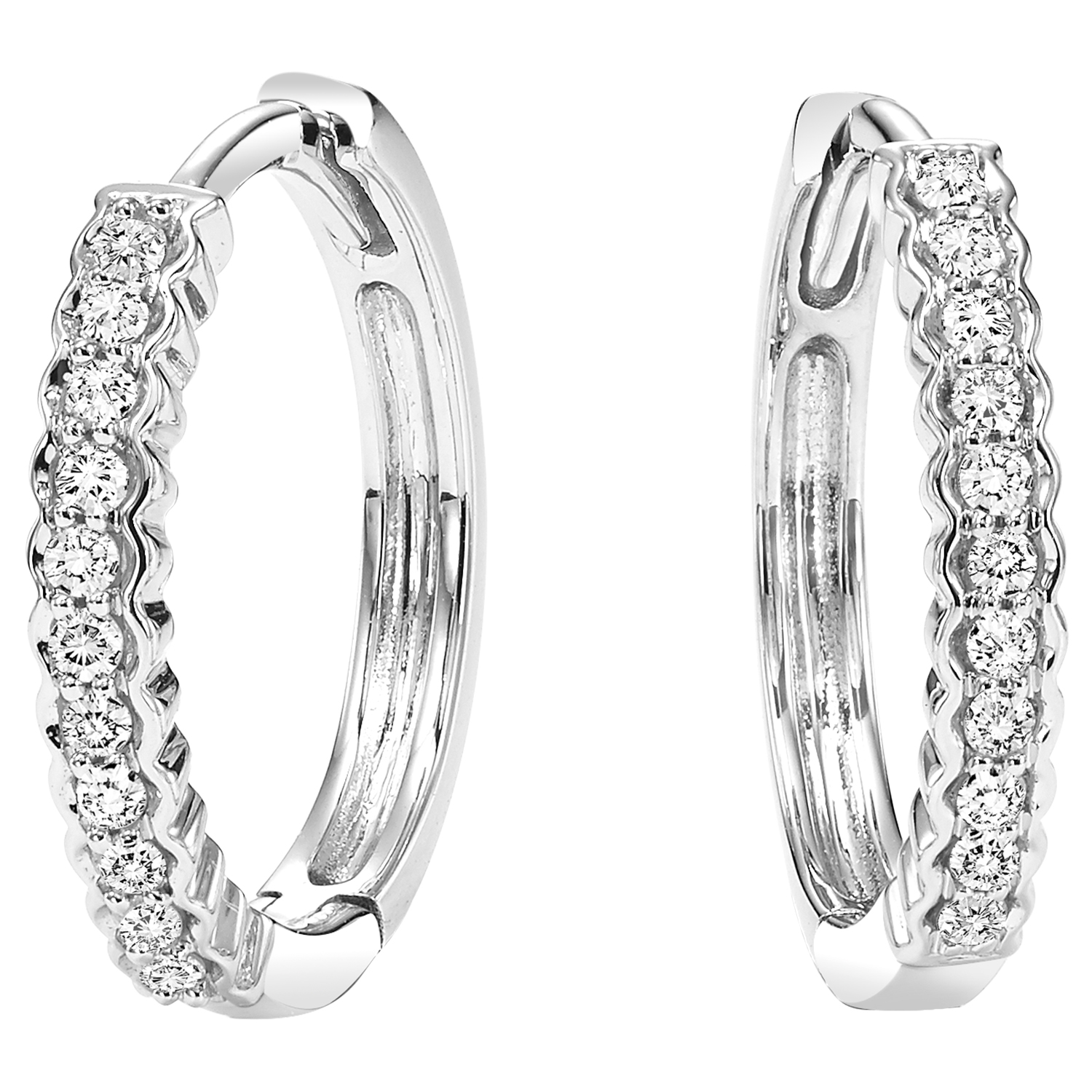 10K WG 1/7 ct. tw. Diamond Hoop Earring