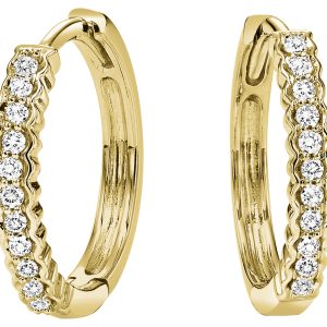 10K YG 1/7 ct. tw. Diamond Hoop Earring
